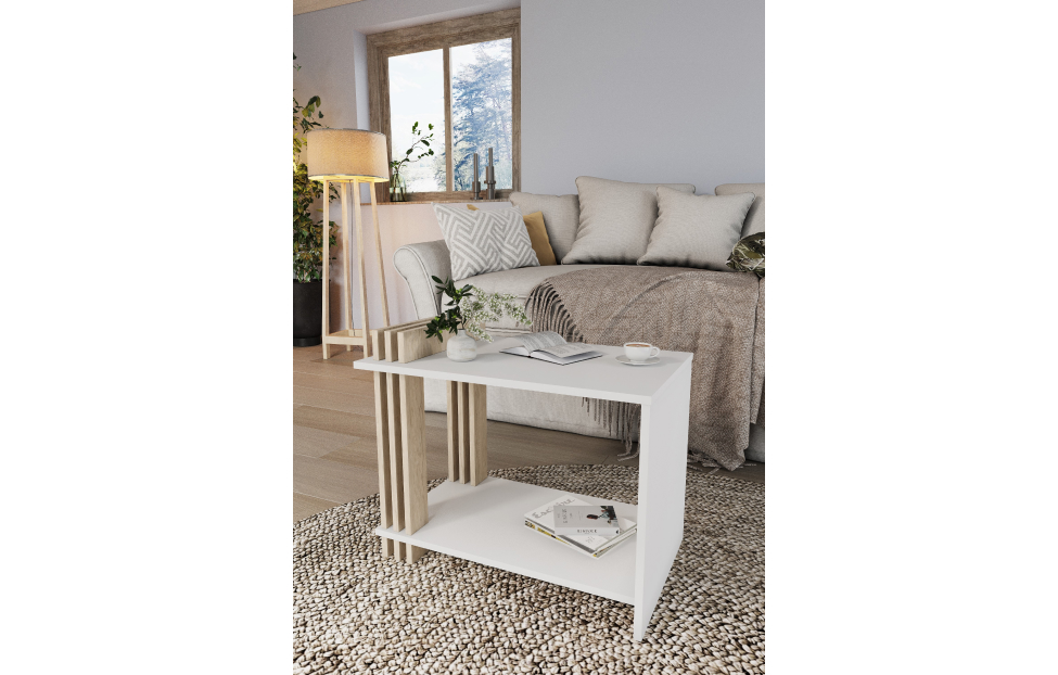 Журнальные столы - изображение №6 "Стол журнальный Троя Белый, Гикори Рокфорд"  на www.Angstrem-mebel.ru